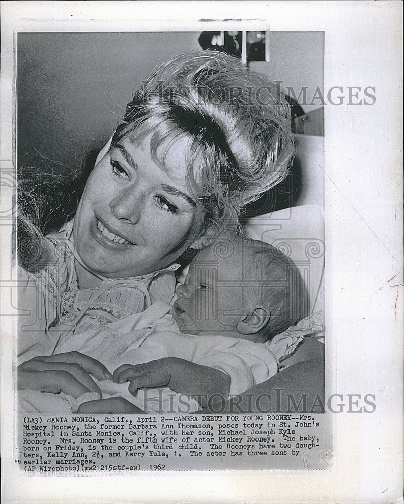 1962 Press Photo Mrs. Mickey Rooney, Barbara A. Thomason, Michael J. Kyle Rooney - Historic Images