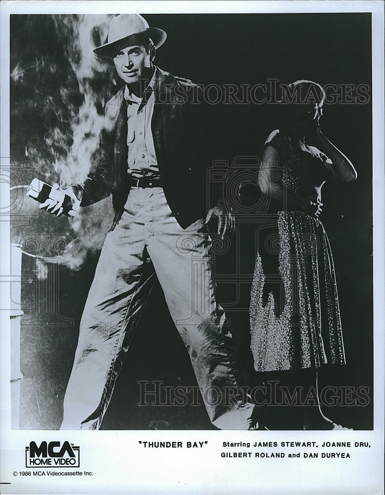 1986 Press Photo of 1953 Film Thunder Bay With Actor James Stewart, Joanne Dru - Historic Images