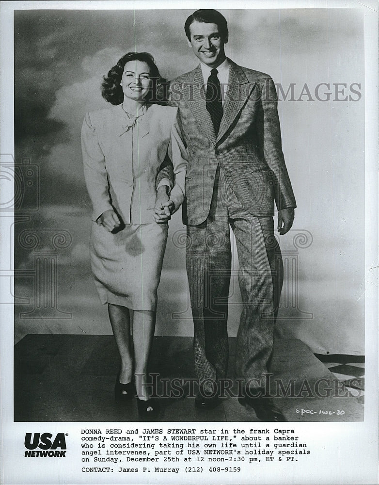 Press Photo Actor James Stewart, Donna Reed, It's A Wonderful Life - Historic Images
