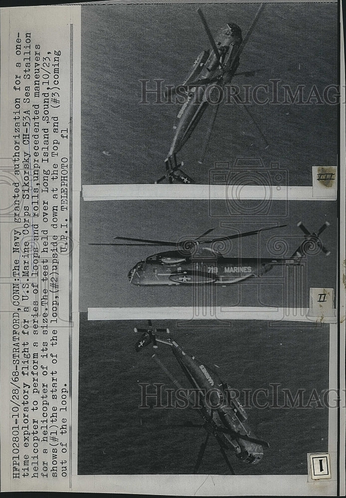 1968 Press Photo US Marine Corps Sikorsky CH 53A Sea Stallion Helicopter - Historic Images