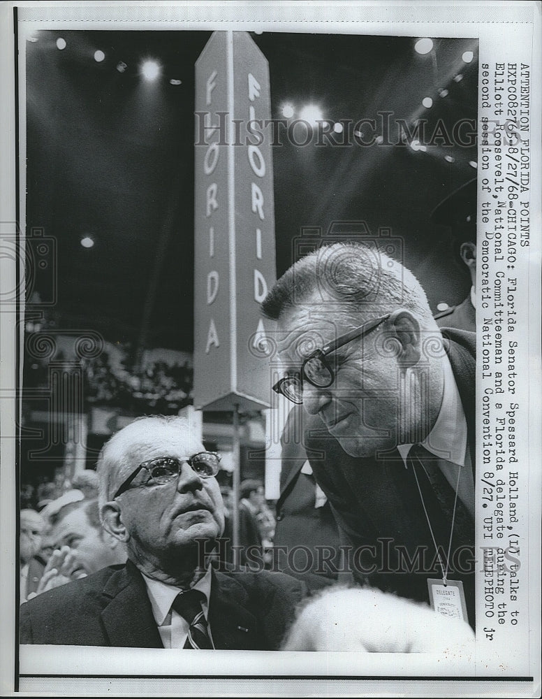 1968 Press Photo Fla. Senator Spessard Holland & Elliott Roosevelt ...