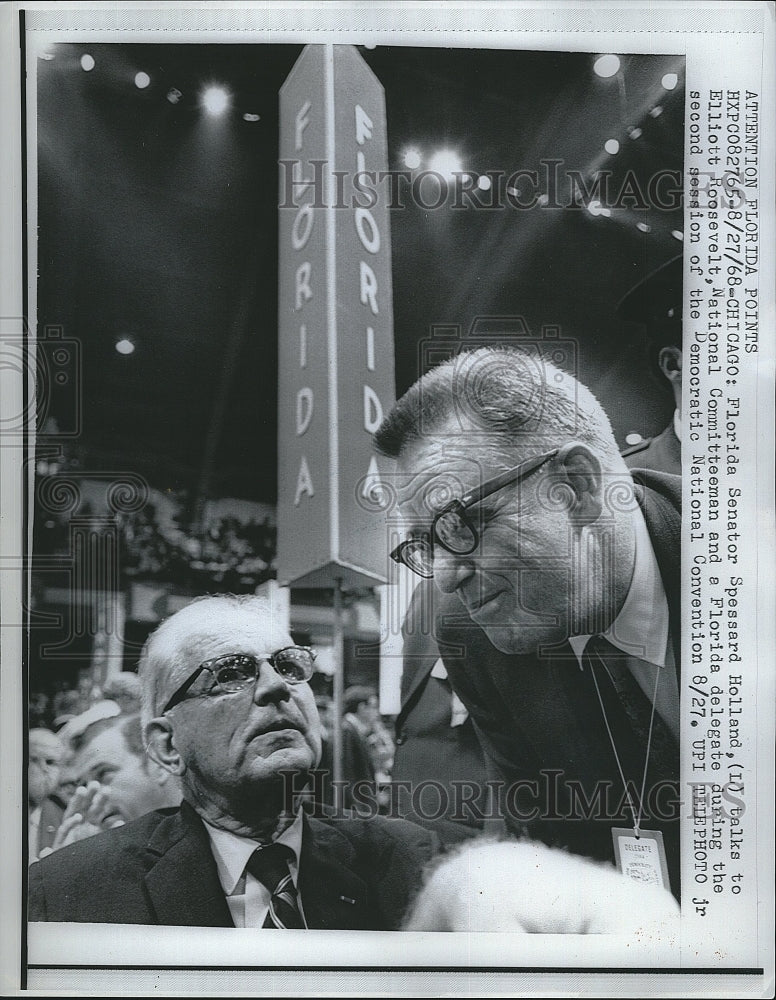 1968 Press Photo Fla. Senator Spessard Holland & Elliott Roosevelt - Historic Images