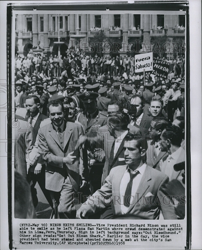 1958 Press Photo Vice President Richard Nixon in Lima. Peru - Historic Images