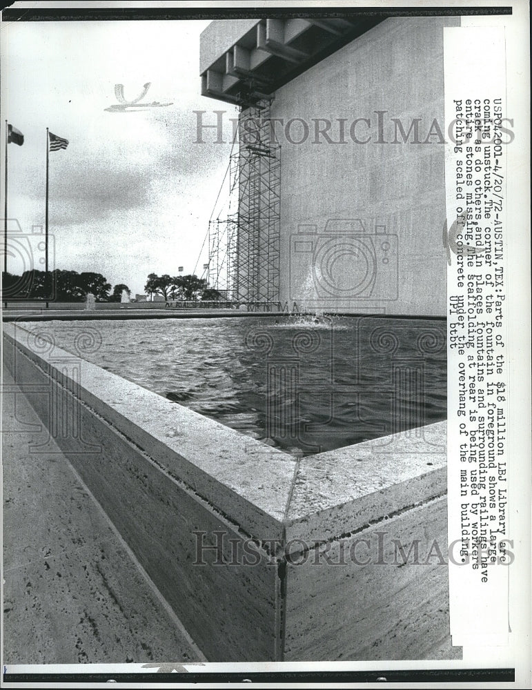 1972 Press Photo Lyndon B. Johnson Library Damage - Historic Images