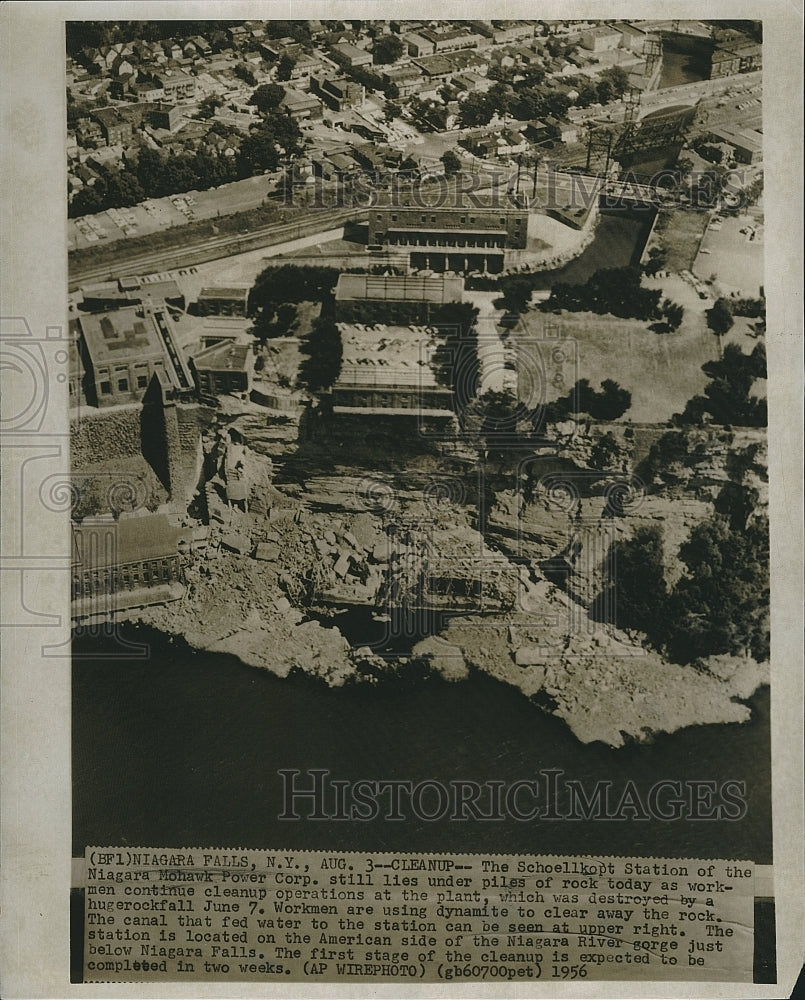 1956 Press Photo Schoellkopt Station, Niagara Mohawk Power Corporation, Rockfall - Historic Images