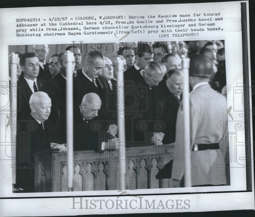 1967 Press Photo Pres.Lyndon Johnson at Requiem Mass for Konrad Adenauer. - Historic Images