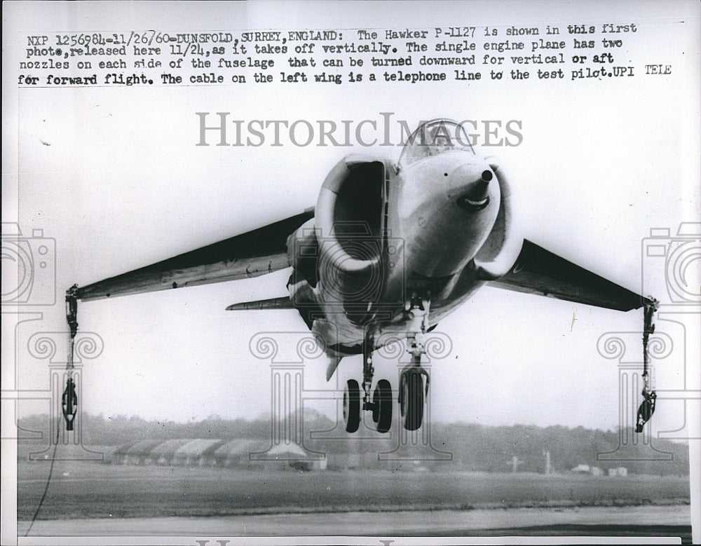 1960 Press Photo Hawker P-1127 Plane taking off single engine - Historic Images