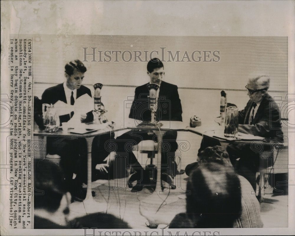 1964 Press Photo Robert F. Kennedy, Republican Sen. Kenneth Keating - Historic Images