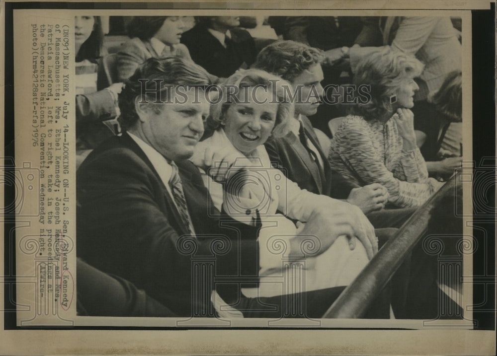1976 Press Photo Senator Edward Kennedy, Mrs. Ethel Kennedy, Joseph Kennedy - Historic Images