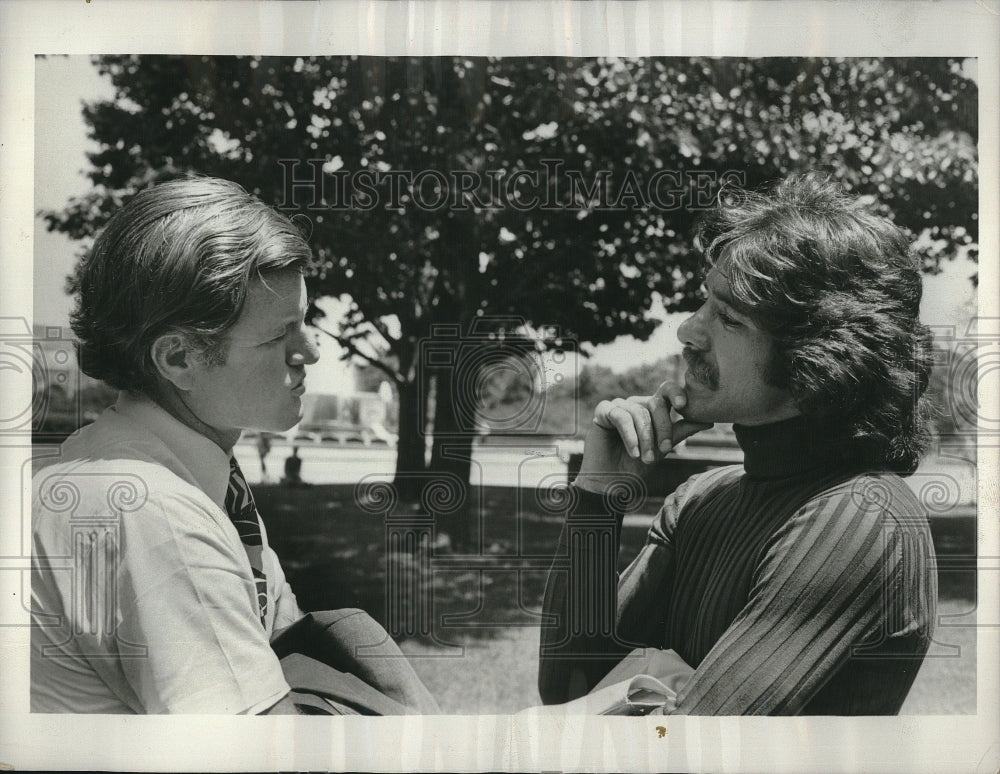1974 Press Photo Journalist Geraldo Rivera, Senator Ted Kennedy - Historic Images