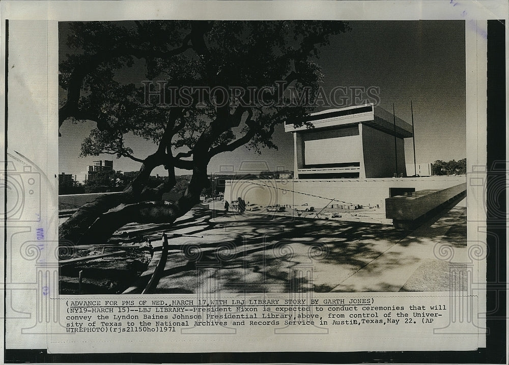 1971 Press Photo Lyndon B. Johnson Library, Austin, Texas, University Of Texas - Historic Images