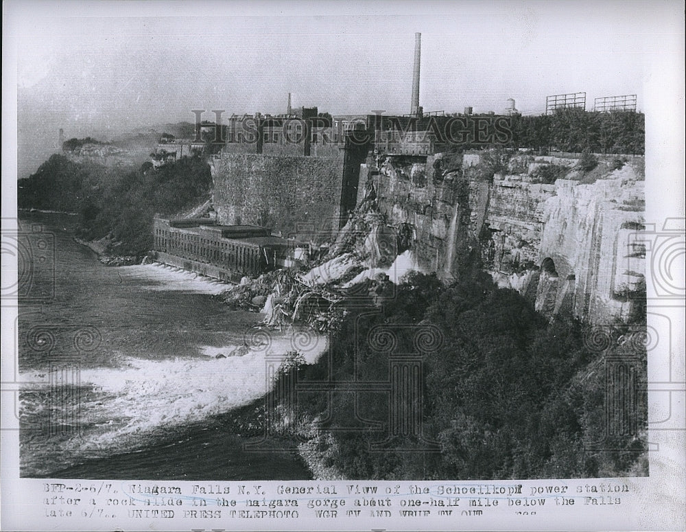 Press Photo Schoellkopf Power Station after a Rock Slide in the Niagara Falls. - Historic Images