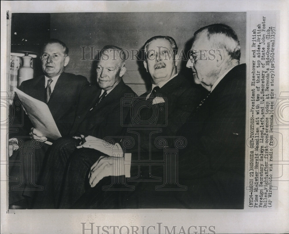 1957 Press Photo President Eisenhower & British Prime Minister Harold Macmillan - Historic Images