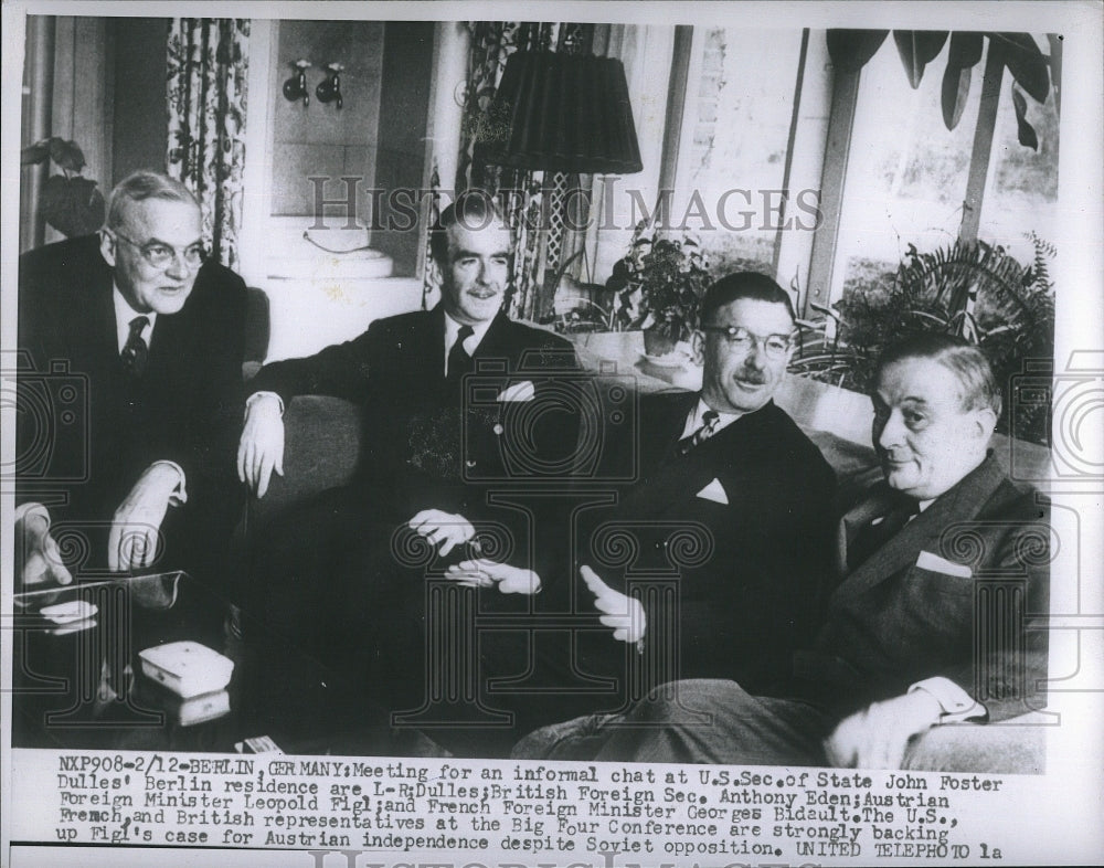 1954 Press Photo Us Sec of State John Foster and Anthony Eden,Leopold Figl - Historic Images