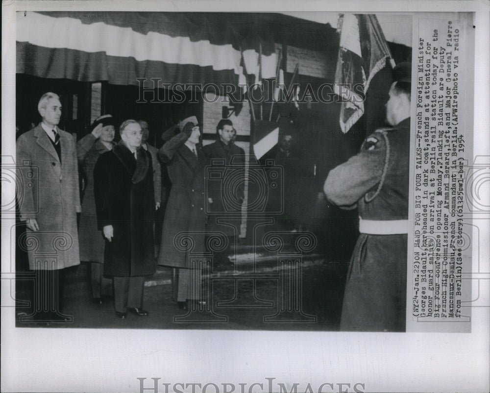 1954 Press Photo George Bidault,Flanking Budault,Armand Berard,Pierre Manceaux - Historic Images