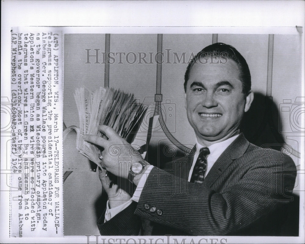 1964 Press Photo Governor George C. Wallace - Historic Images