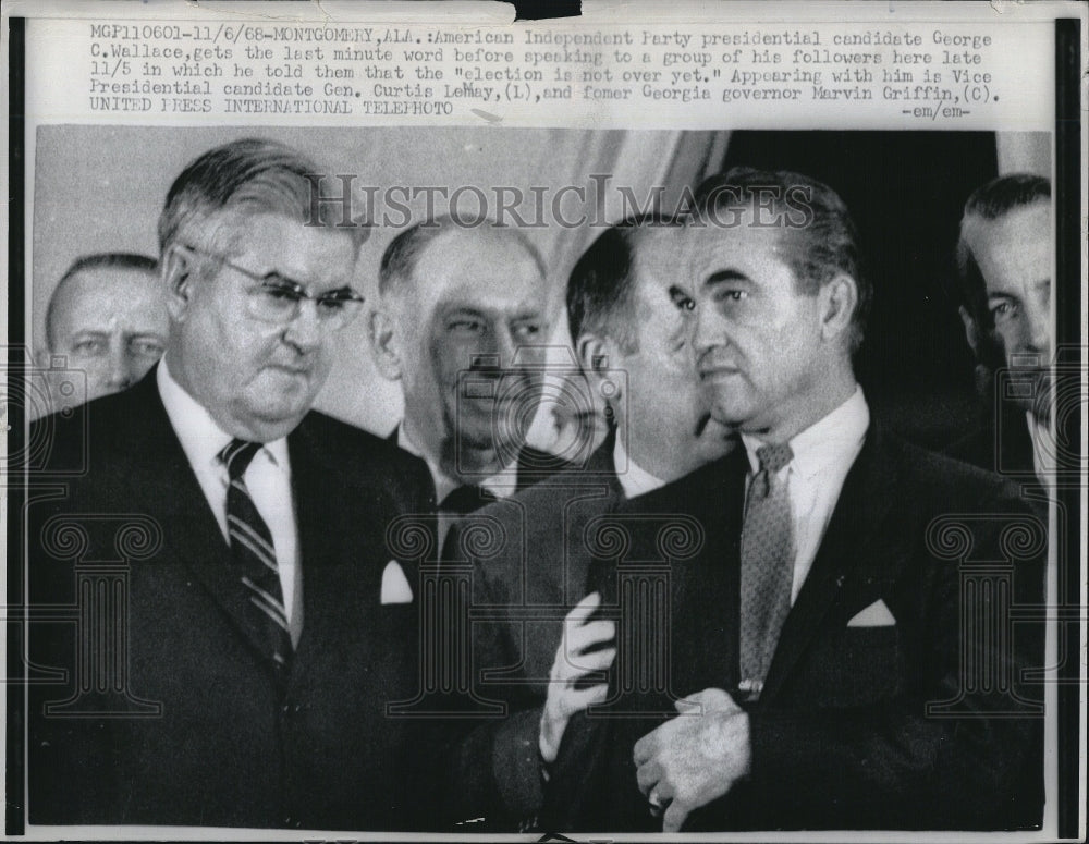 1968 Press Photo Presidential candidate George C Wallace &amp; Gen C LeMay - Historic Images