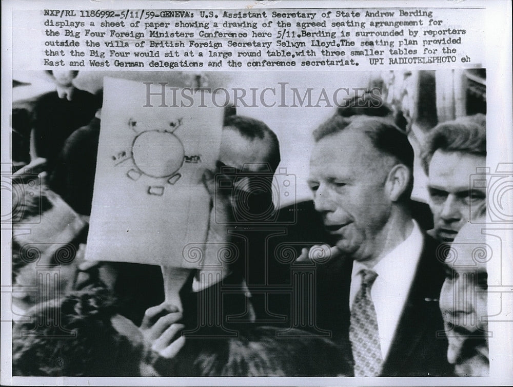 1959 Press Photo Us Ass Secretary of State Andrew Berding - Historic Images