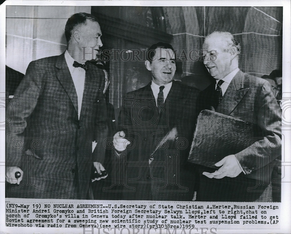 1959 Press Photo Us Sec Of State Christian Herter,Russian Minister Andrei Gromyk - Historic Images