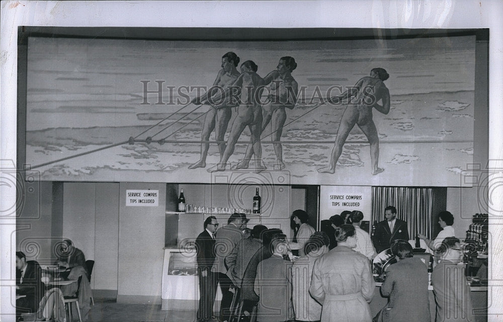 1955 Press Photo "Unity"murals at Big Four Foreign Ministers meeting in Geneva, - Historic Images