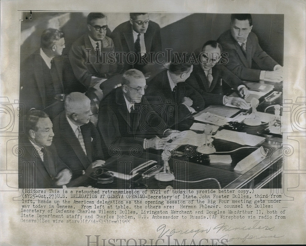 1955 Press Photo U.S. Delegation of the Big Four Ministers Meeting in Geneva. - Historic Images