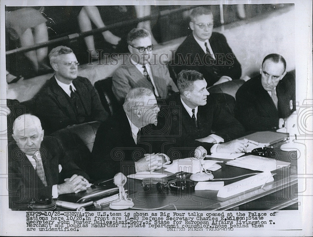 Press Photo U.S. team at the Big Four talks at Palace of Nations in Geneva - Historic Images