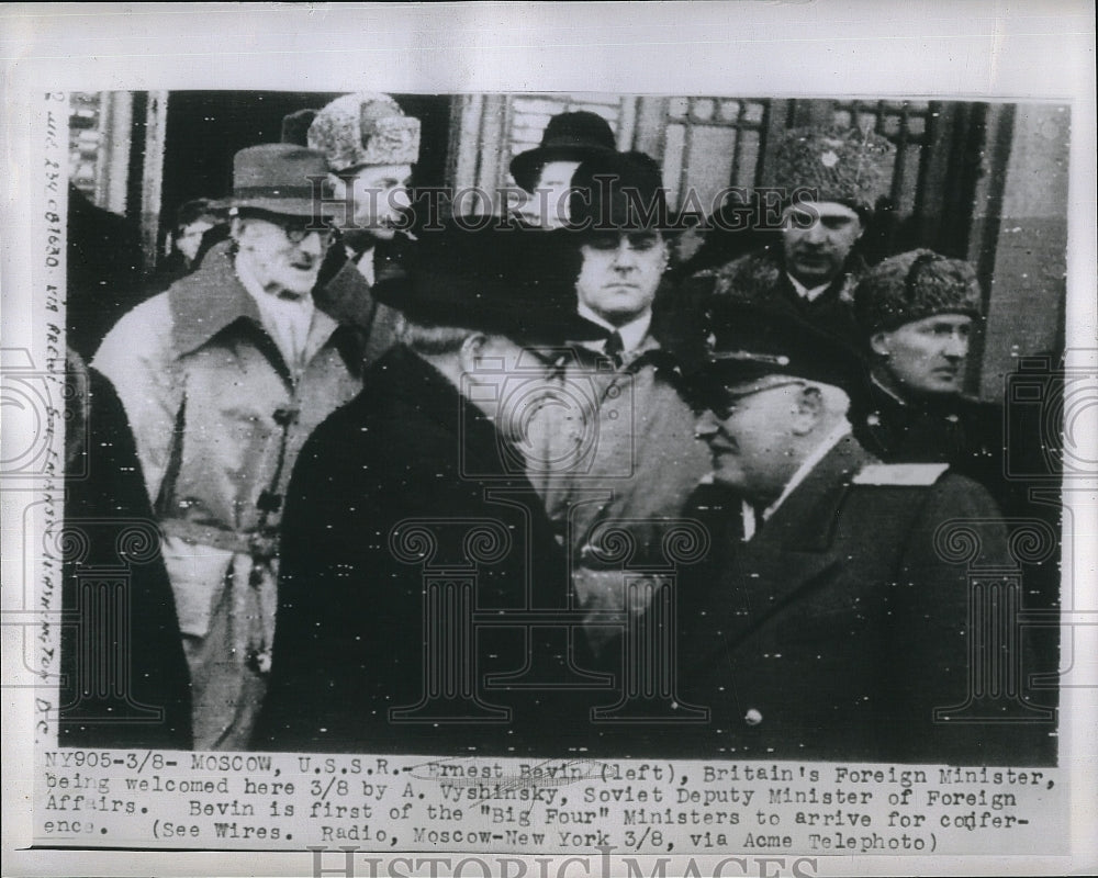 1947 Press Photo Britain&#39;s Foreign Minister Ernest Bevin and Soviet Deputy - Historic Images