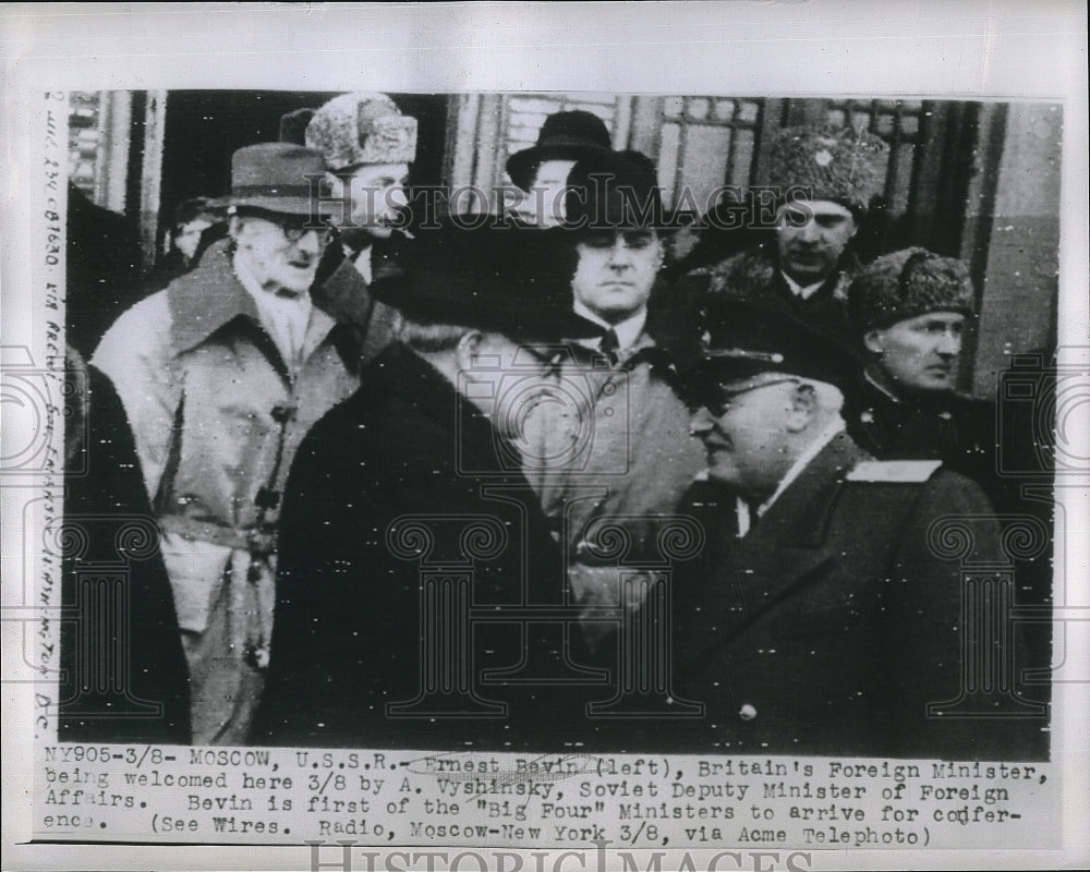 1947 Press Photo Britain's Foreign Minister Ernest Bevin and Soviet Deputy - Historic Images