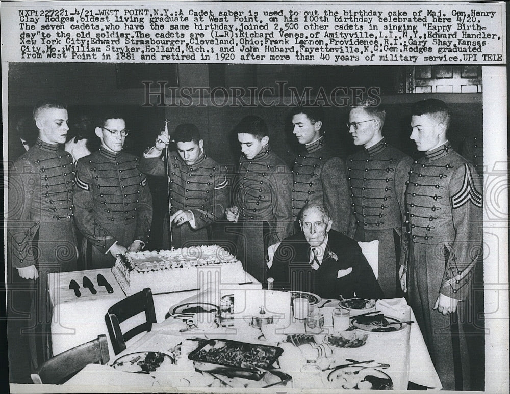 1960 Press Photo Major General Henry Clay Hodges 100th Birthday at West Point - Historic Images