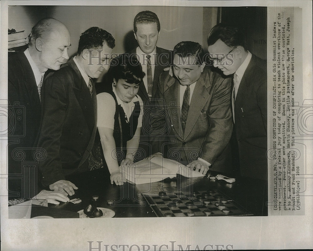 1956 Press Photo Ohio Communist leaders,A Krochmarck,m Chancey,L Brerhencourt - Historic Images