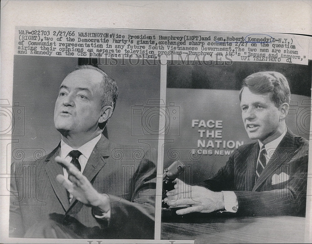 1966 Press Photo Vice President Humphrey, Senator Robert Kennedy - Historic Images