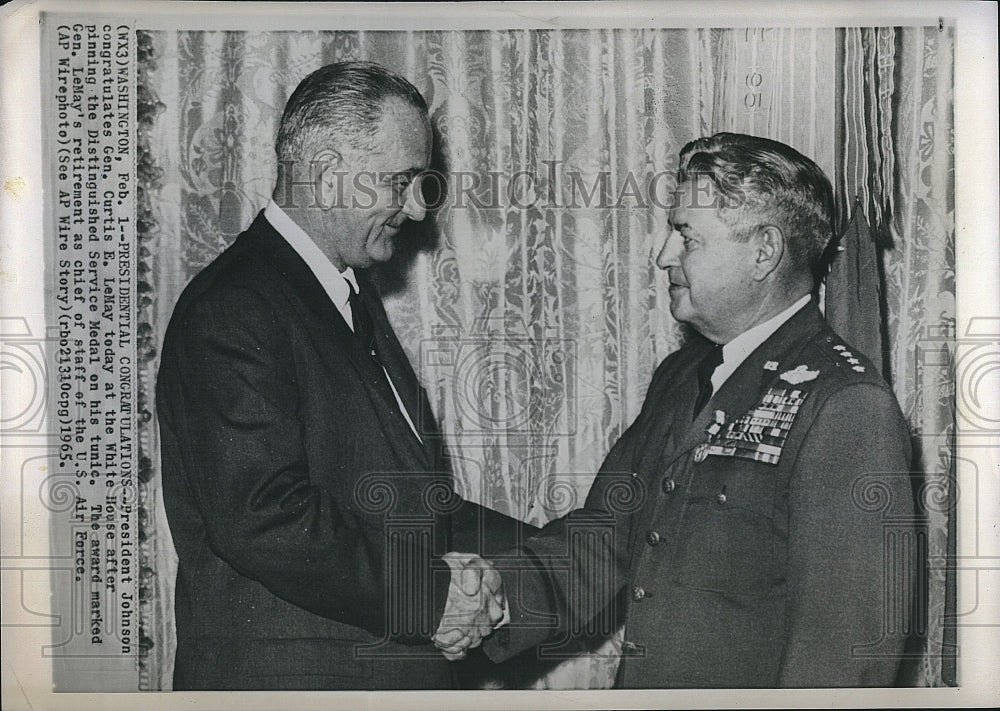 1965 Press Photo President Johnson, Gen. Curtis LeMay - Historic Images