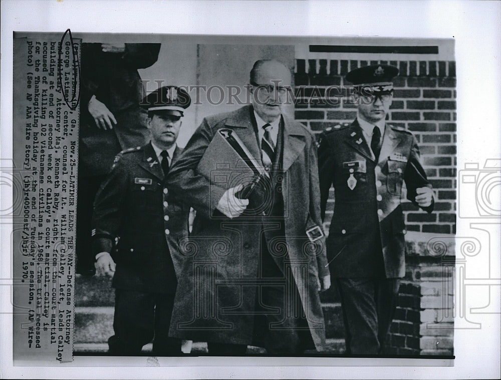 1970 Press Photo Defense Atty George Latimer for Lt Wm Calley, atty Maj K Raby - Historic Images