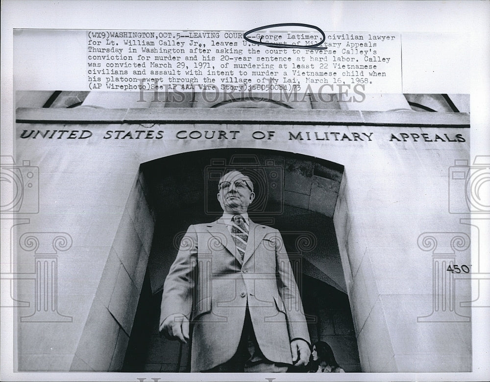 1973 Press Photo George Latimer atty for Lt William Calley Jr - Historic Images