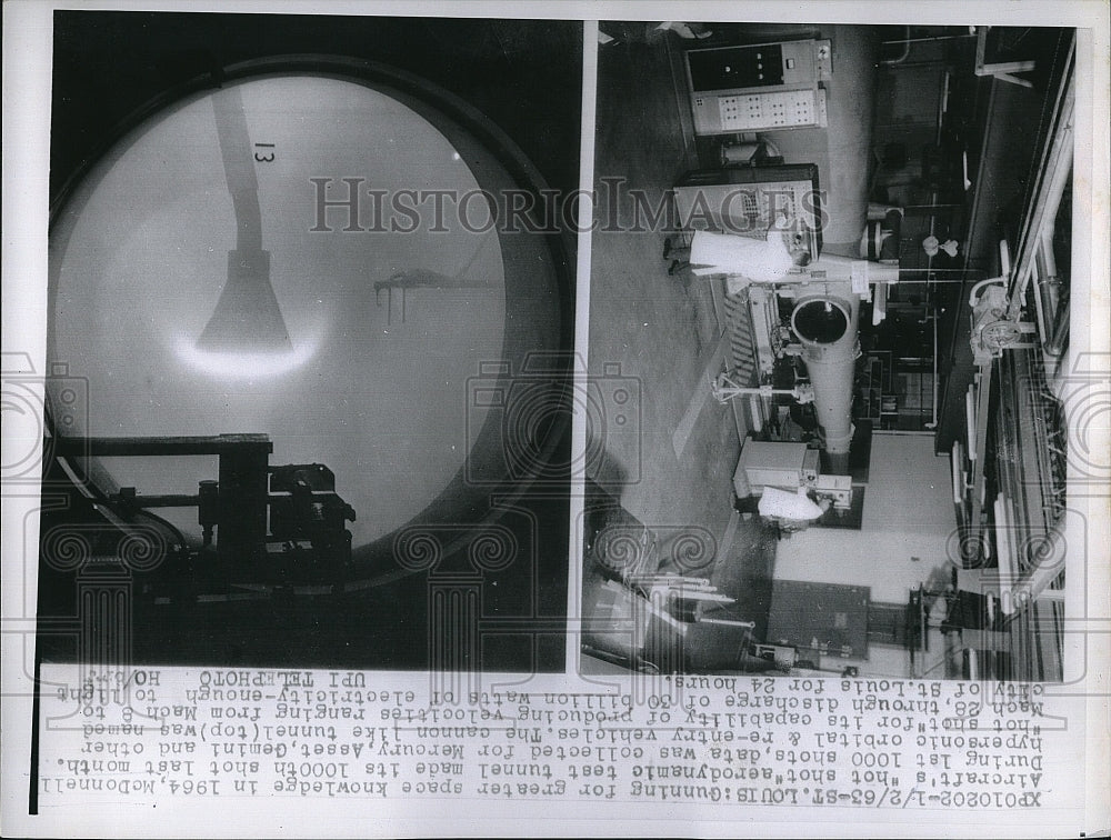 1963 Press Photo MacDonnell Douglas aerodynamic test tunnell - Historic Images