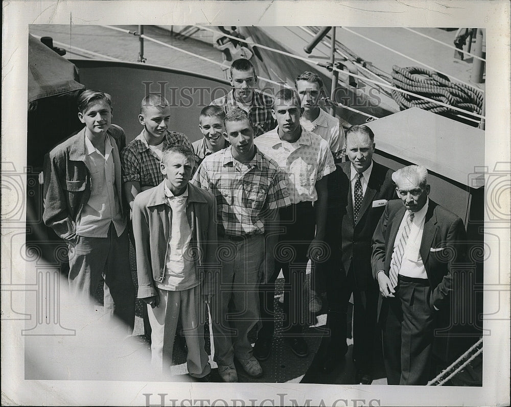 1955 Press Photo Aboard Navy Ship for &quot;Buddy Program&quot; - Historic Images