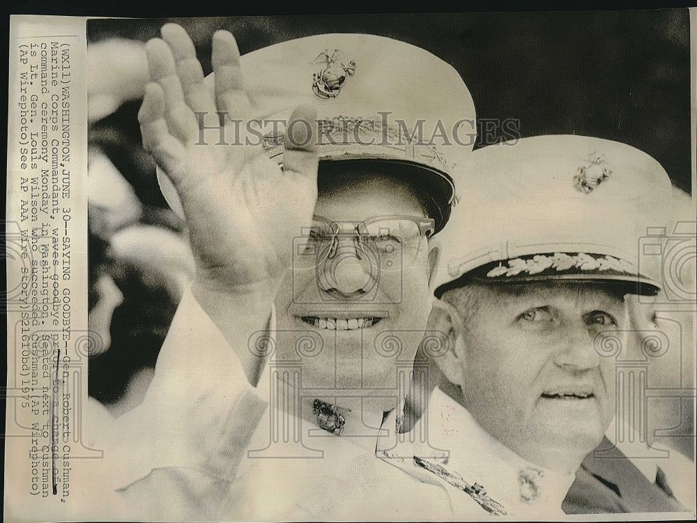 1975 Press Photo Gen. Robert Cushman, Marine Corps Commandant, Lt. Gen.L. Wilson - Historic Images