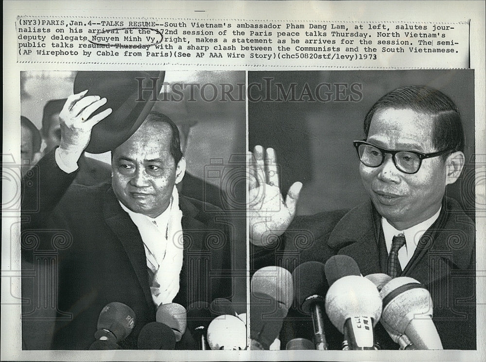 1973 Press Photo Nguyen Minh Vy South Vietnam Ambassador Pham Dang - Historic Images