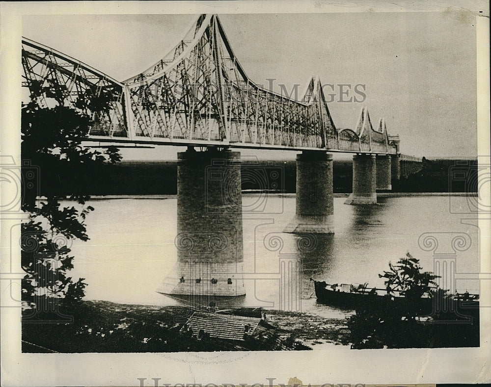 1941 Press Photo Cerna-Voda Railway Bridge Over Danube River Blown Up by Soviets - Historic Images