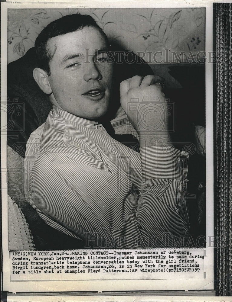 1959 Press Photo Swedish boxer, Ingemar Johanson - Historic Images