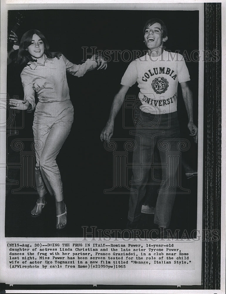 1965 Press Photo Romina Power, daughter of actor Tyrone Power & F Graziadei - Historic Images