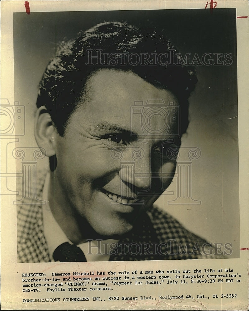 Press Photo Cameron Mitchell American Actor Payment For Judas Movie Film Star - Historic Images