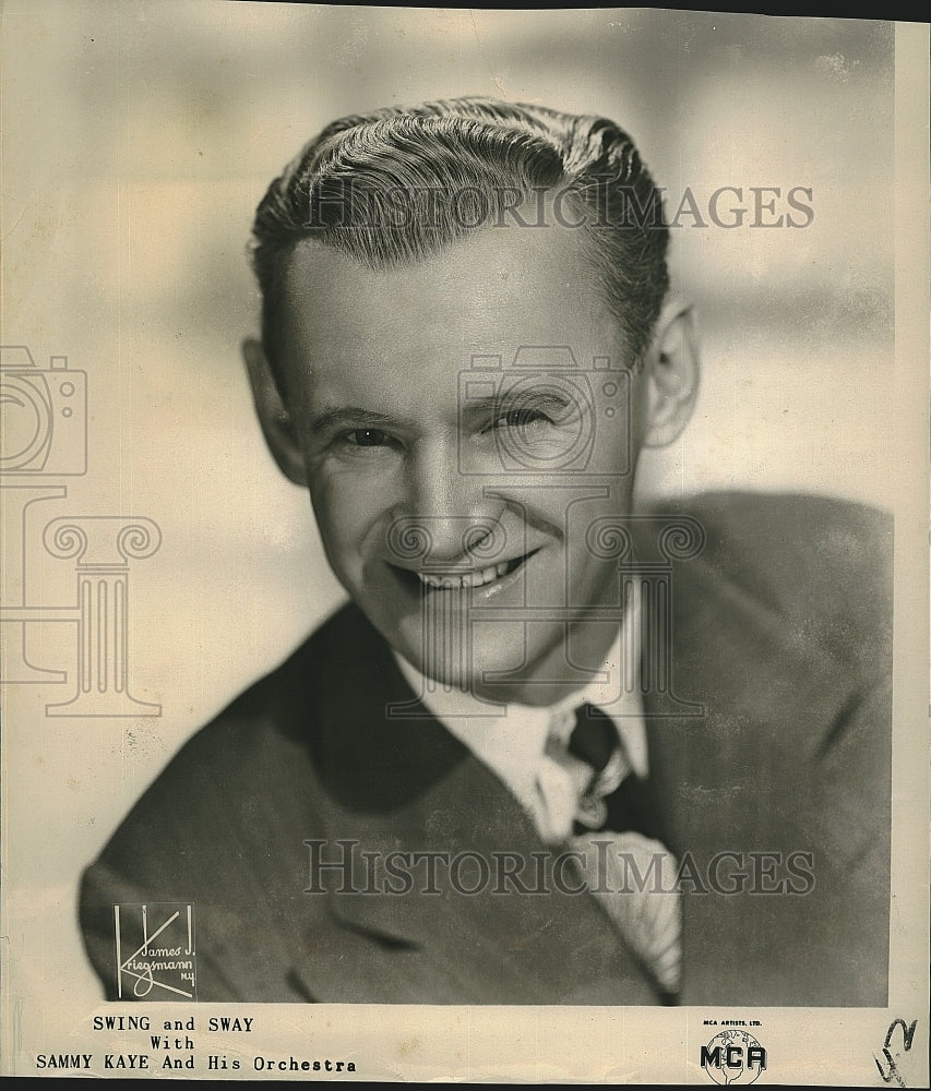 Press Photo  Orchestra leader Sammy Kaye on MCA Music label - Historic Images