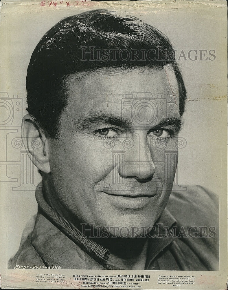 1965 Press Photo Actor Cliff Robertson in &quot;Love Has Many Faces&quot; - Historic Images