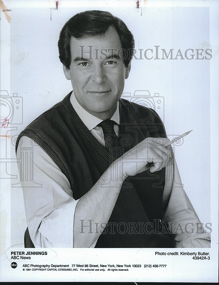 1991 Press Photo Peter Jennings American ABC News TV Correspondent - Historic Images