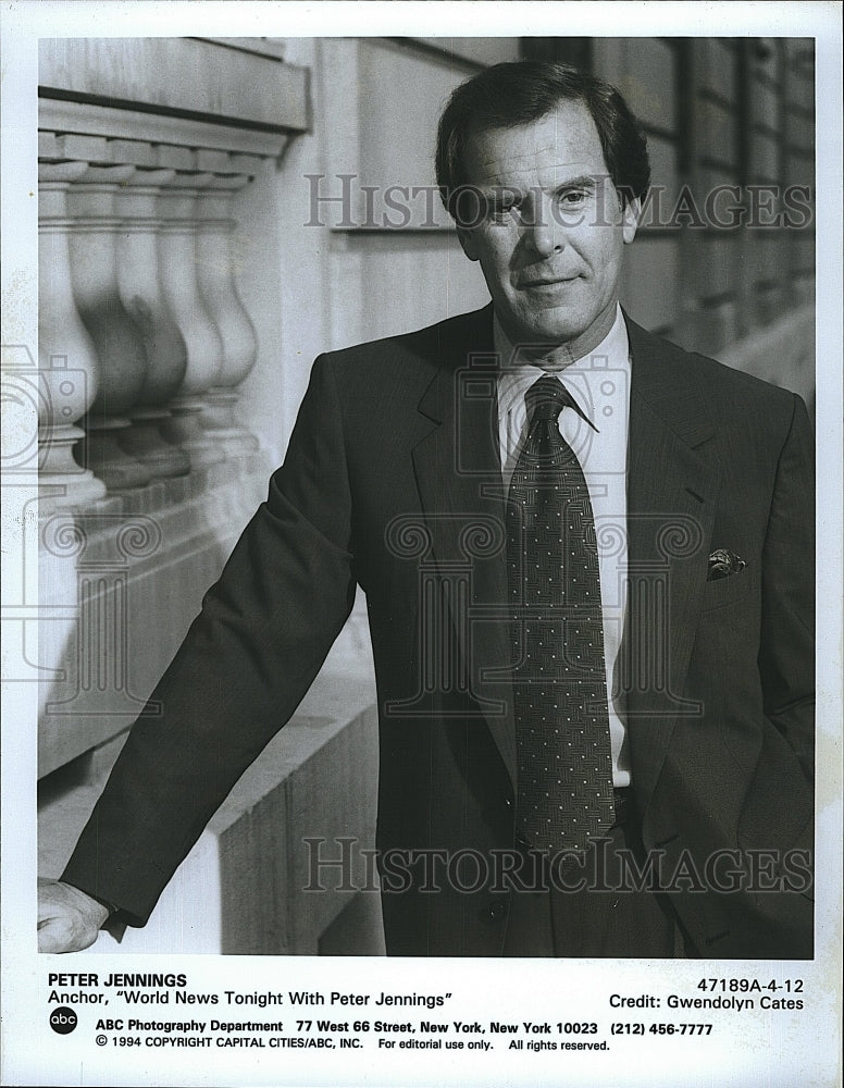 1994 Press Photo Peter Jennings American Anchor World News Tonight Show - Historic Images