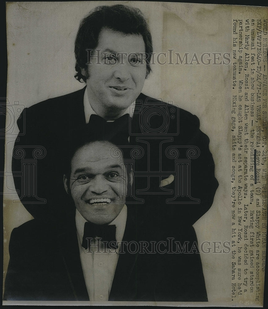 1971 Press Photo Team Act, Comedians Steve Rossi &amp; Slappy White - Historic Images