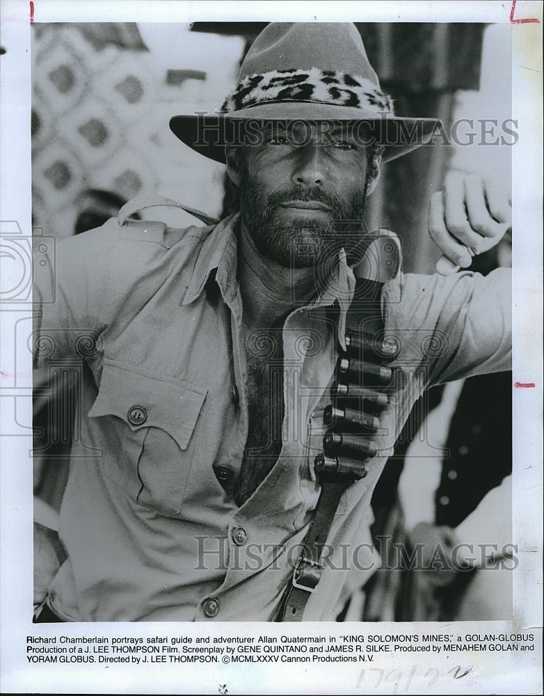 1985 Press Photo Richard Chamberlain Stars In &quot;King Solomon&#39;s Mines&quot; - Historic Images