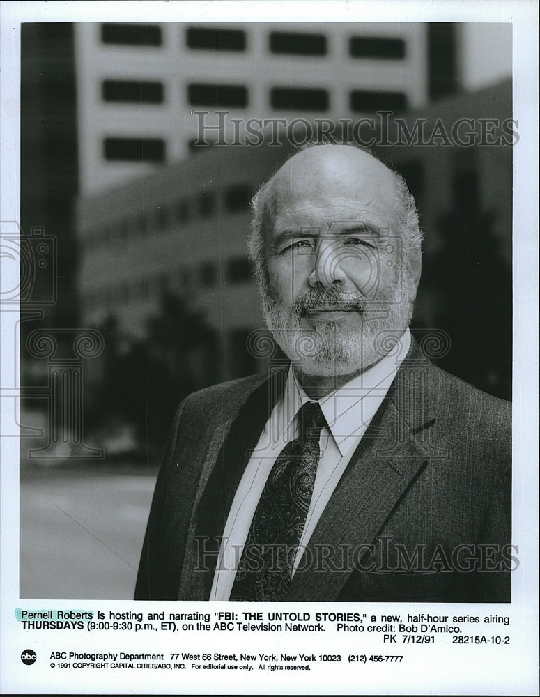 1991 Press Photo &quot;FBI: The Untold Stories&quot; starring Pernell Roberts - Historic Images