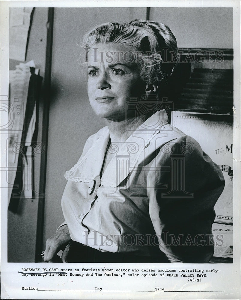 1968 Press Photo Rosemary De Camp Stars In "Death Valley Days" - Historic Images